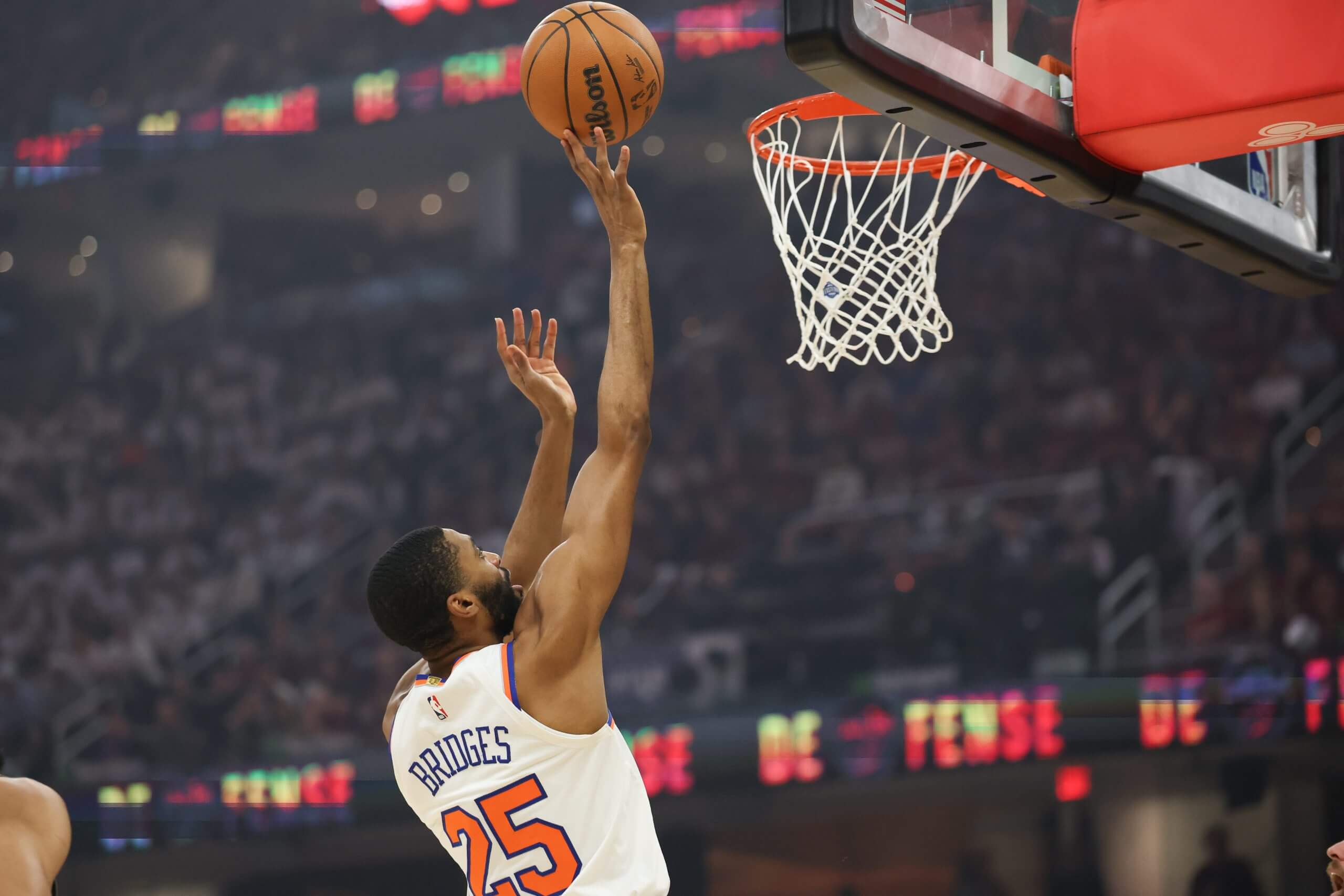 Mikal Bridges shoots in the first quarter May 23, 2026.