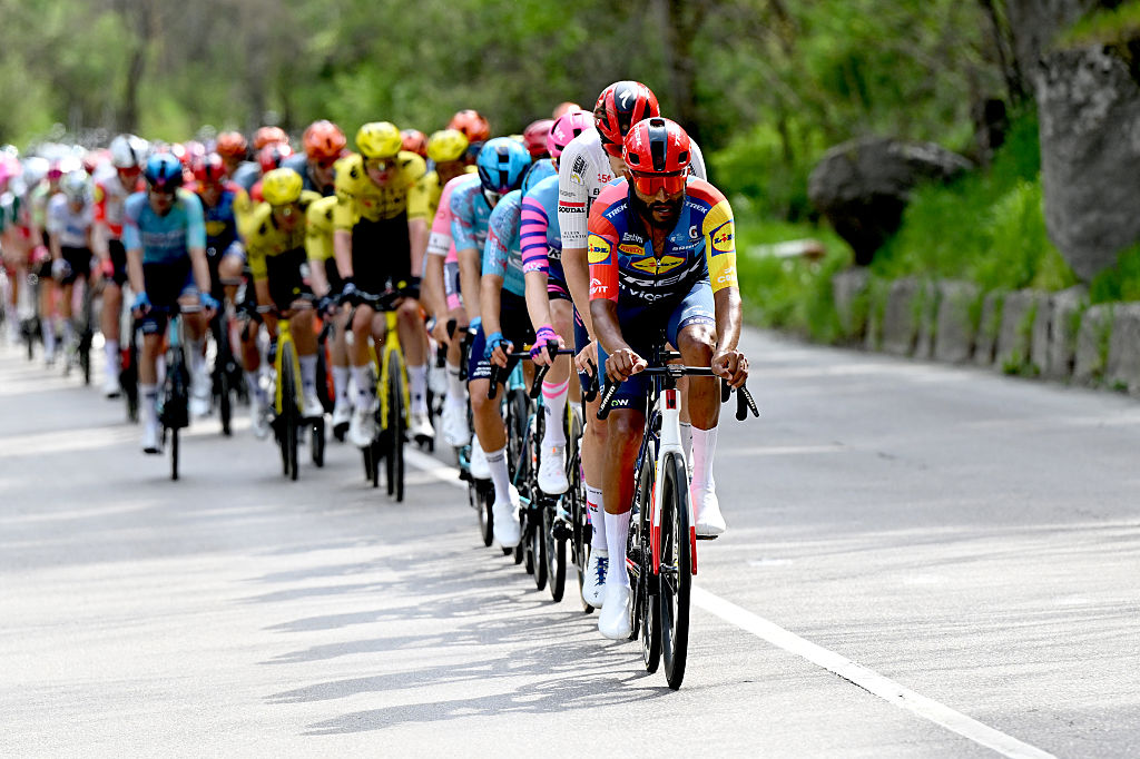 SOFIA, BULGARIA - MAY 10: Amanuel Ghebreigzabhiher of Eritrea and Team Lidl - Trek competes during the 109th Giro d&amp;apos;Italia 2026, Stage 3 a 175km stage from Plovdiv to Sofia / #UCIWT / on May 10, 2026 in Sofia, Bulgaria. (Photo by Dario Belingheri/Getty Images)