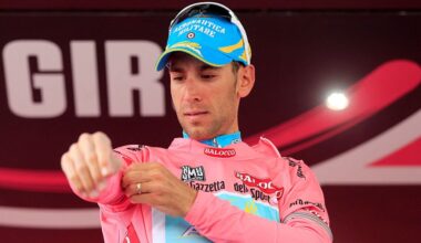 Vincenzo Nibali in the Giro d'Italia pink jersey in 2013