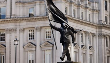 New Banksy sculpture appears to show politician blinded by his own flag | Arts and Culture