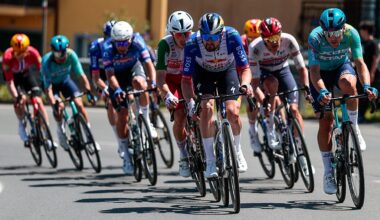 Red Bull - BORA - hansgrohe German rider Nico Denz (C) rides in a breakaway during the 11th stage of the Giro d'Italia 2026 - Tour of Italy cycling race between Porcari and Chiavari, Italy, on May 20, 2026. (Photo by Luca Bettini / AFP)