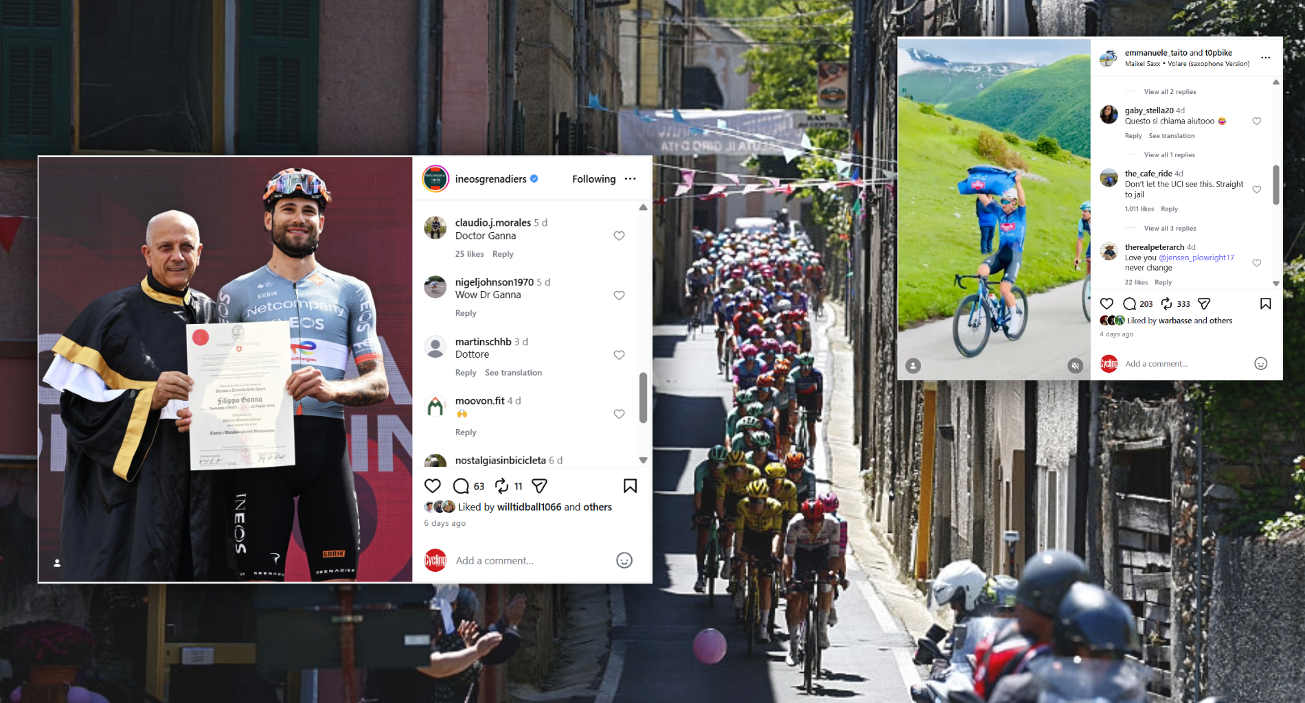 Giro d'Italia with screenshots overlayed