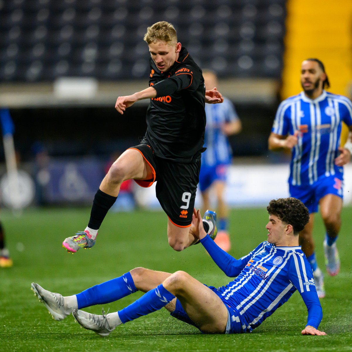 Zac Sapsford evades a challenge at Rugby Park