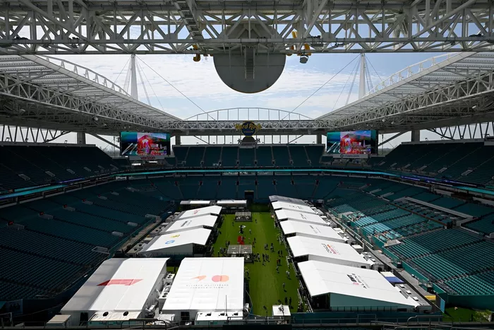 A general view of the paddock inside Hard Rock Stadium