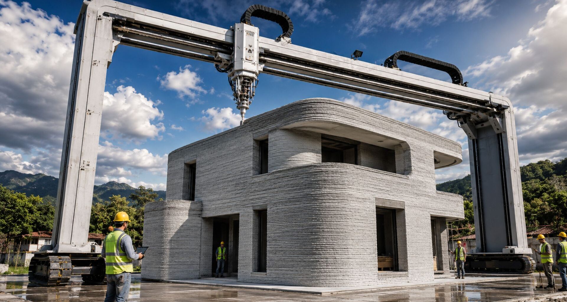 A giant printer called the "Ferrari" of concrete has landed in Latin America and can already build a 120-square-meter house in just 48 hours, making the traditional construction site look like something from the last century.