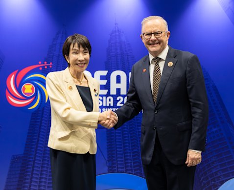 Prime Minister Anthony Albanese with Japan’s Prime Minister Sanae Takaichi at ASEAN.