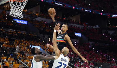 Victor Wembanyama sets NBA postseason record with 12 blocks, but can't lead Spurs past Timberwolves in Game 1
