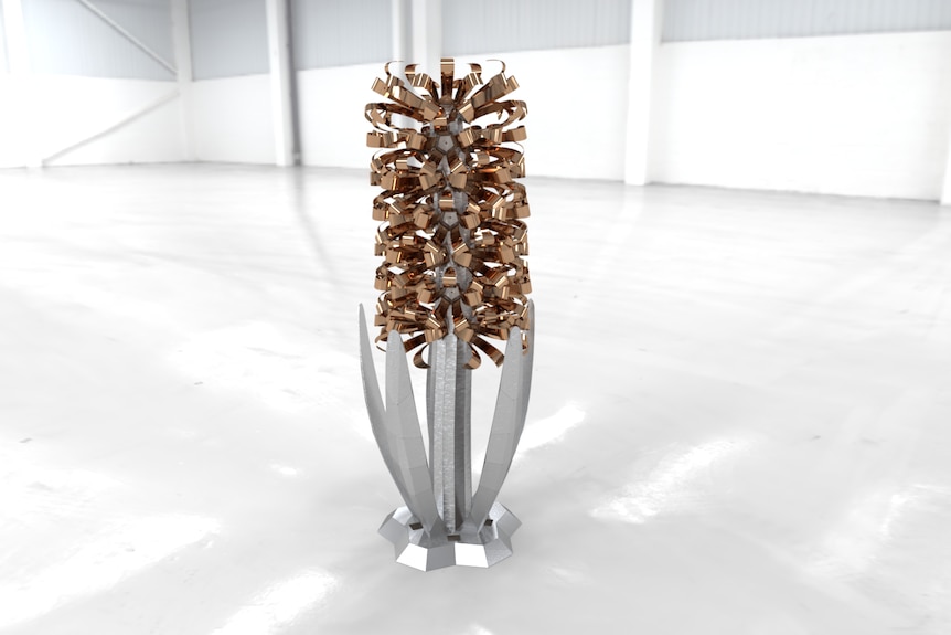 metal flower bulb sculpture