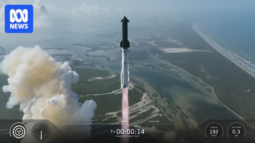 VIDEO: Take off and landing of SpaceX's Starship V3 - Australian Broadcasting Corporation