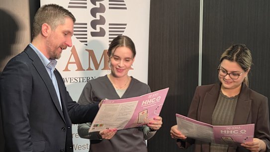 AMAWA president Dr Kyle Hoath, vice president Dr Nicole Ferrington and AMAWA Doctors in Training Practice Group Co-chair.