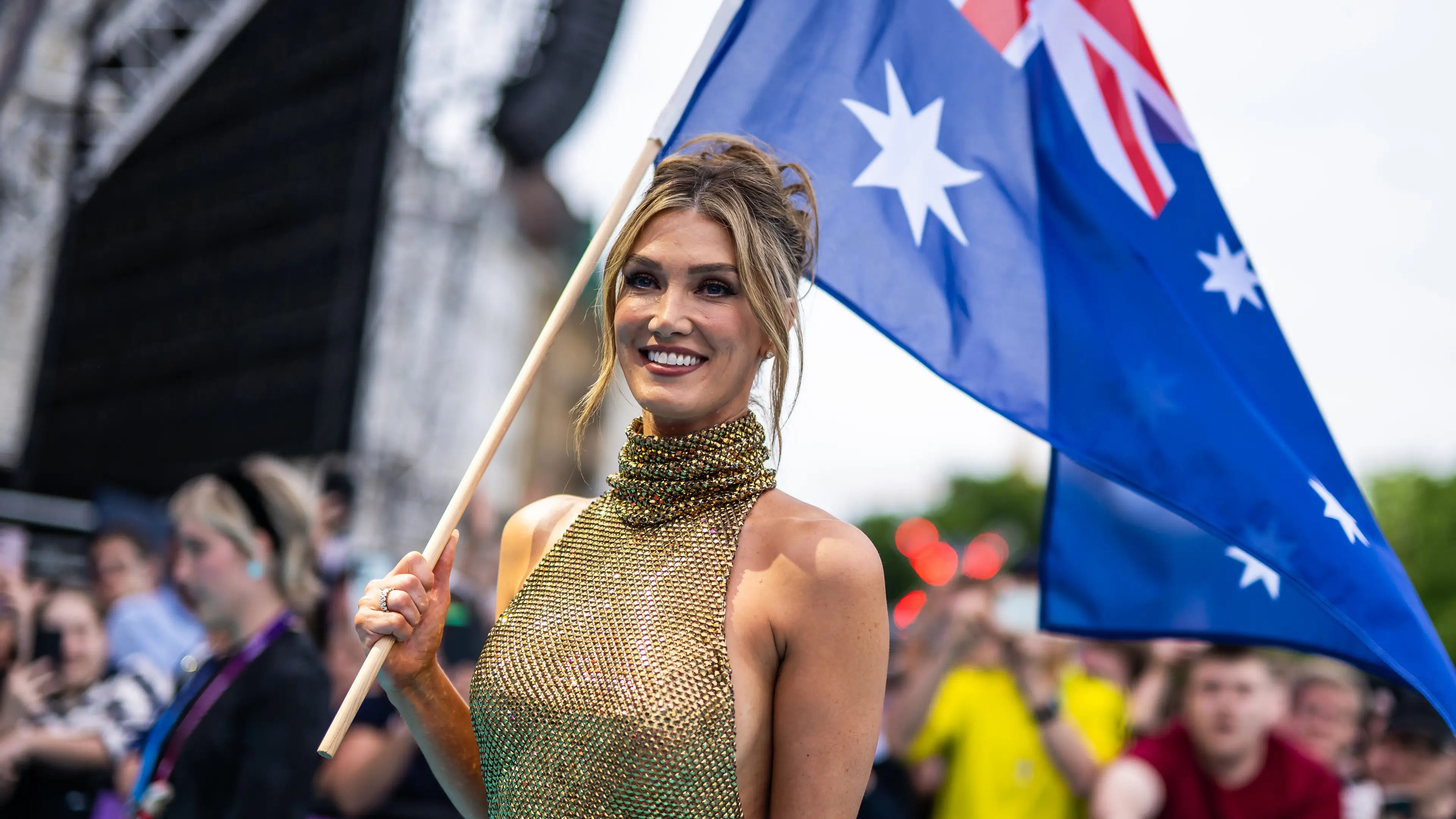 Delta Goodrem is flying the flag for Australia (
