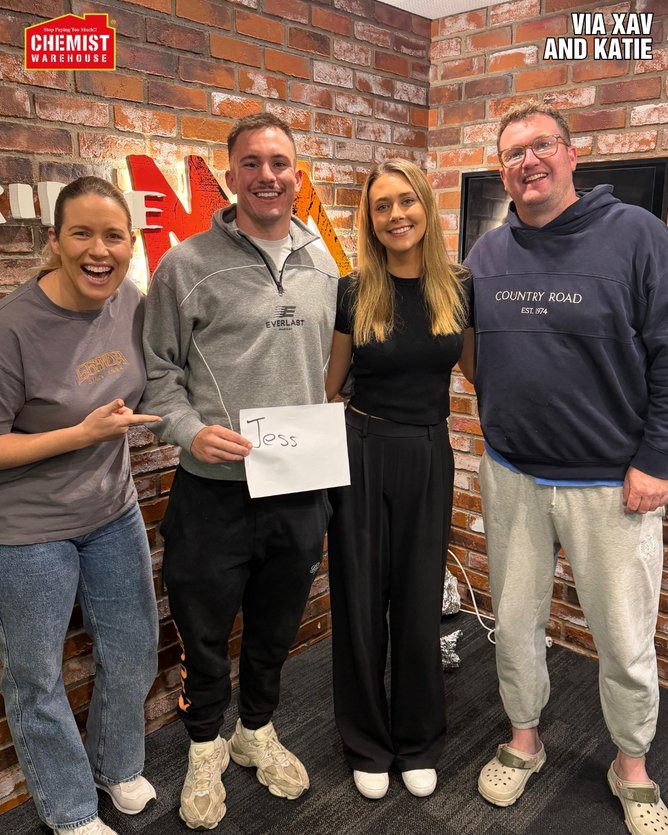 Adam and Jess with Triple M Perth's Xav and Katie.