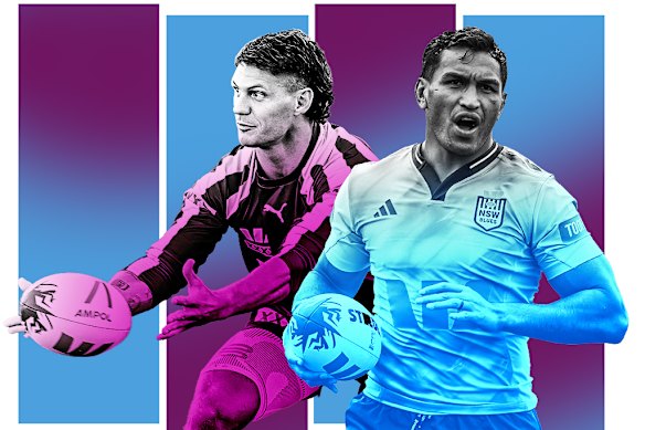 Jacob Saifiti and Kalyn Ponga are Newcastle teammates – but that counts for little at Origin time.