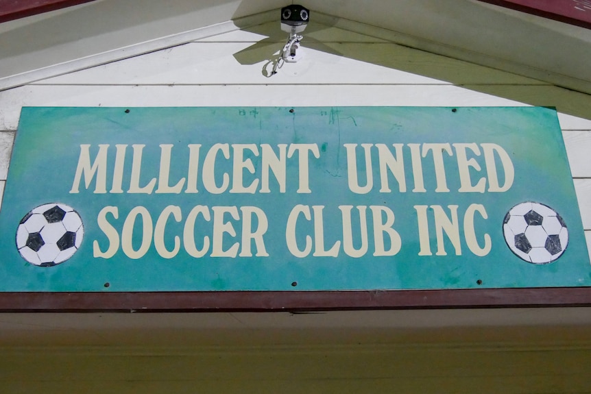 A sign which reads Millicent United Soccer Club
