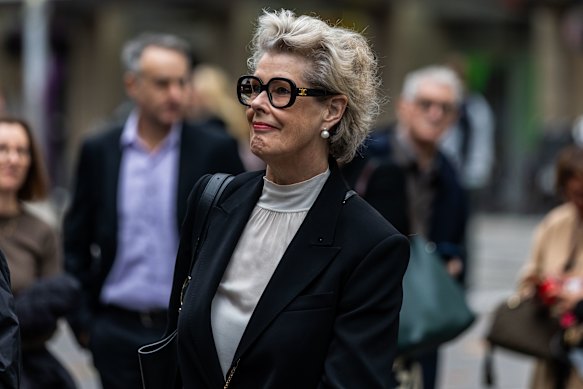 Deborah Thomas arriving for the James Valentine memorial.
