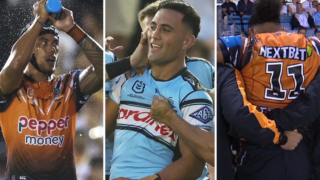 Cronulla Sharks score 50 points against Wests Tigers, Adam Doueihi and Samuela Fainu injured