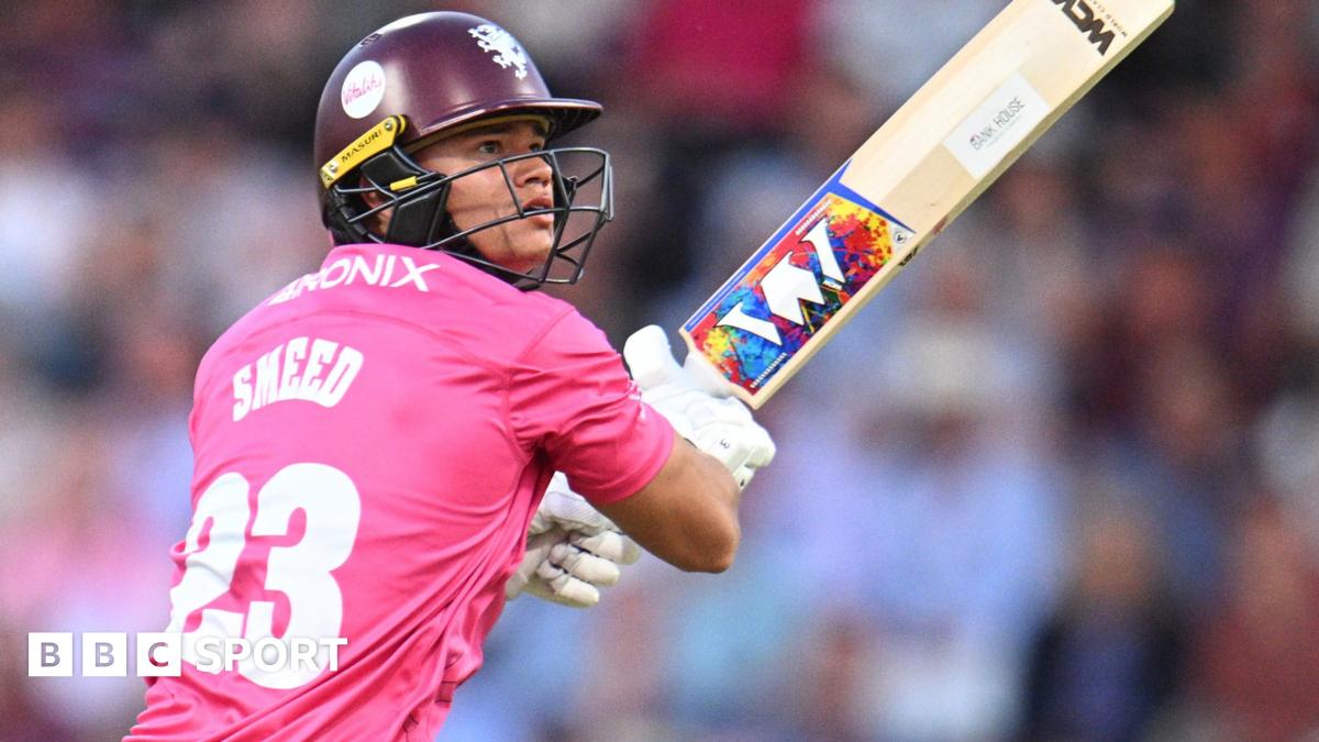 Will Smeed looks on after playing a shot while batting for Somerset