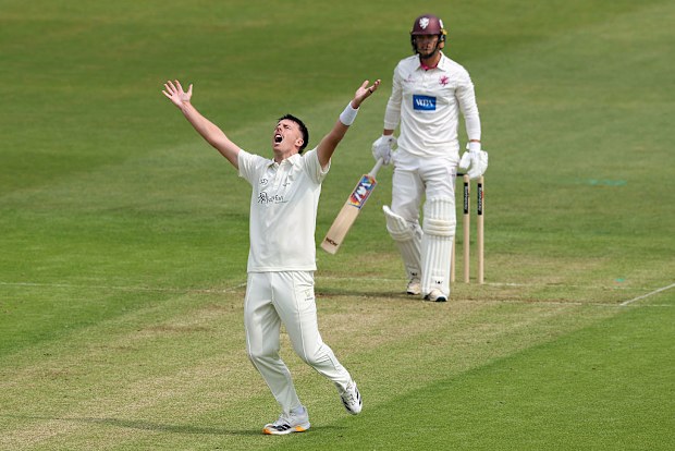 Glamorgan's Ryan Hadley appeals in vain for the wicket of Somerset's Tom Lammonby.