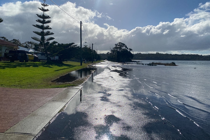 A flooded road 