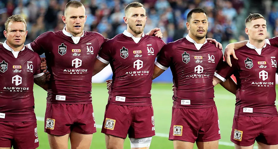 Pictured second from left is former Maroons star Coen Hess.