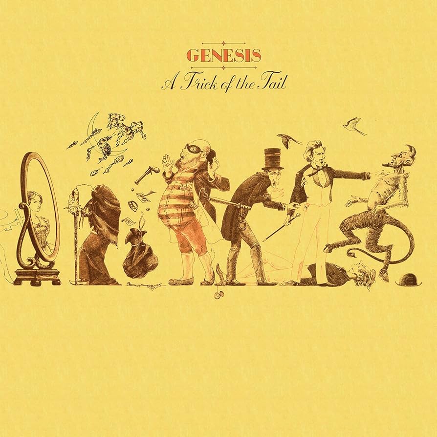 Album cover featuring drawings of characters from the songs, including an old English gentleman and a devil.