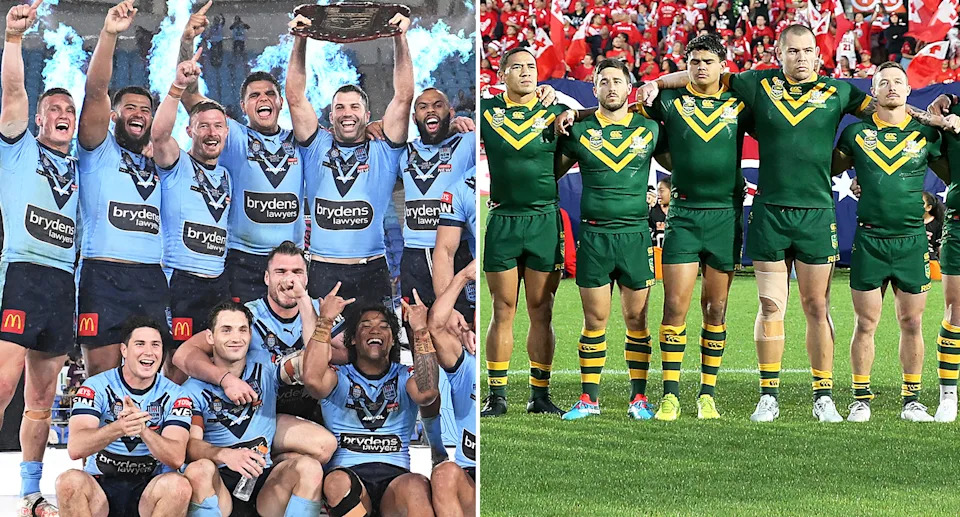 Damien Cook in action for NSW and Australia.