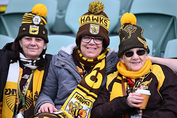 Fans are seen during the round 19 AFL match between Hawthorn Hawks and Port Adelaide Power at University of Tasmania Stadium on July 19, 2025 in Launceston, Australia. (Photo by Steve Bell/Getty Images)