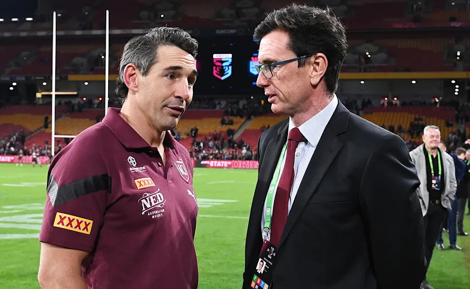 Ben Ikin with Billy Slater during State of Origin.