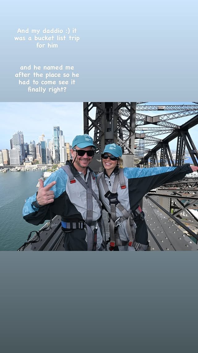 Sydney Sweeney climbs the harbour bridge alongside her father Steven.