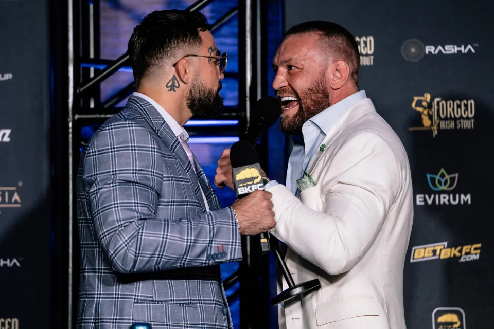 Mike Perry facing off with Conor McGregor