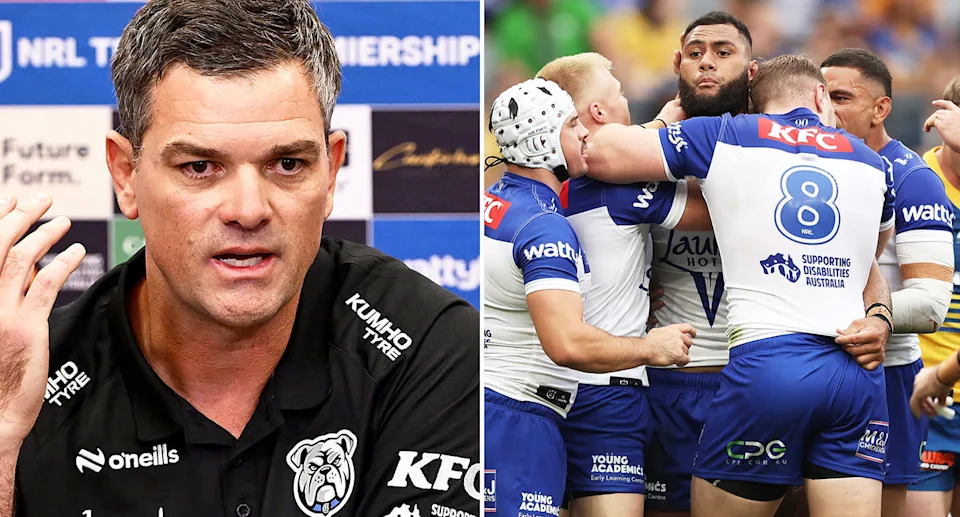 Pictured left to right, Bulldogs coach Cameron Ciraldo and prop Daniel Suluka-Fifita.