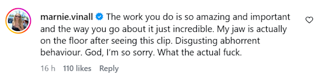 Popular AFL journalist Marnie Vinall's comment on the call out from Carlton Besties.