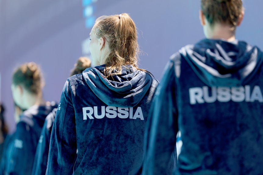 Russia is written on the back of a players' jumper