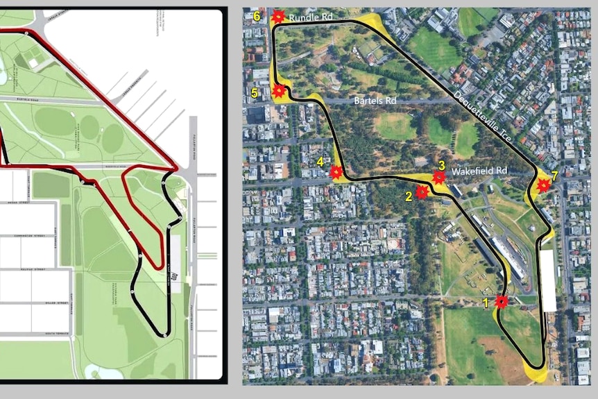 A map of a street racing circuit.