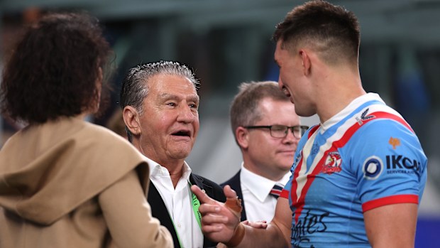 Roosters boss Nick Politis talks to Victor Radley.