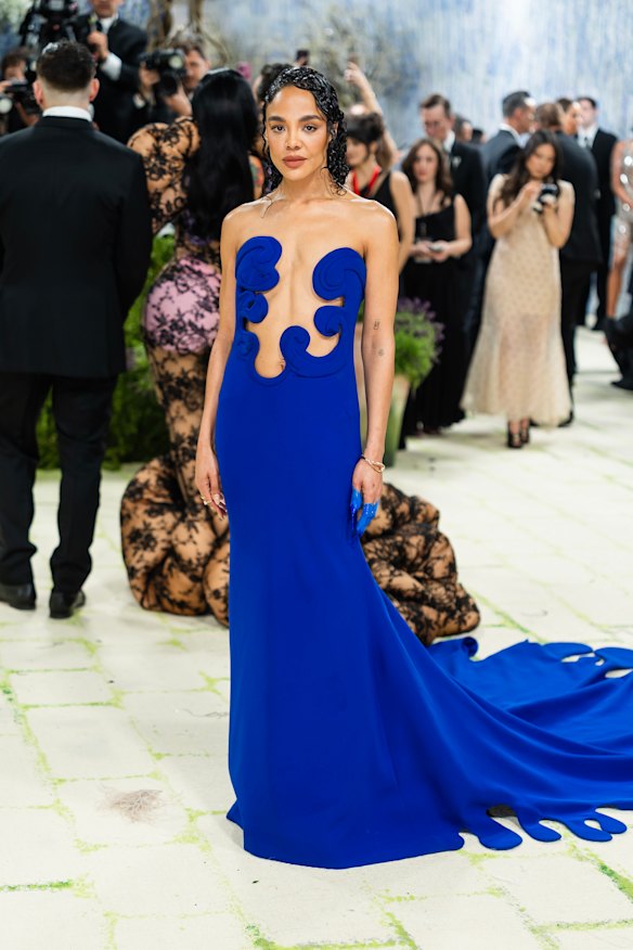 Tessa Thompson wearing custom Valentino at the 2026 Met Gala. 