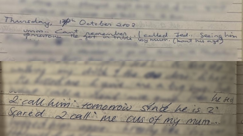 Handwritten: Thurs 17 Oct umm… can't remember. I called Jed. Seeing him tomorrow. He got in truble by mum (bout his age)