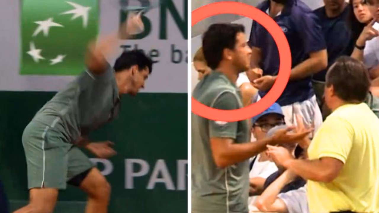 French Open row as Italian tennis star Luciano Darderi argues with a fan at Roland-Garros