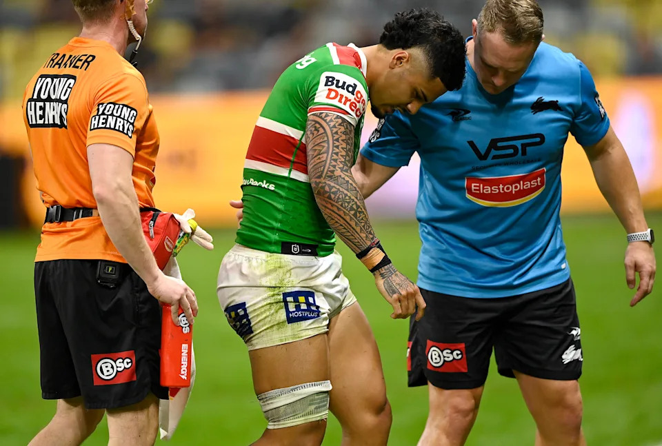 Seen here, Souths winger Talanoa Penitani during his NRL debut against the Cowboys. 