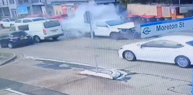 It crashed into nine vehicles.