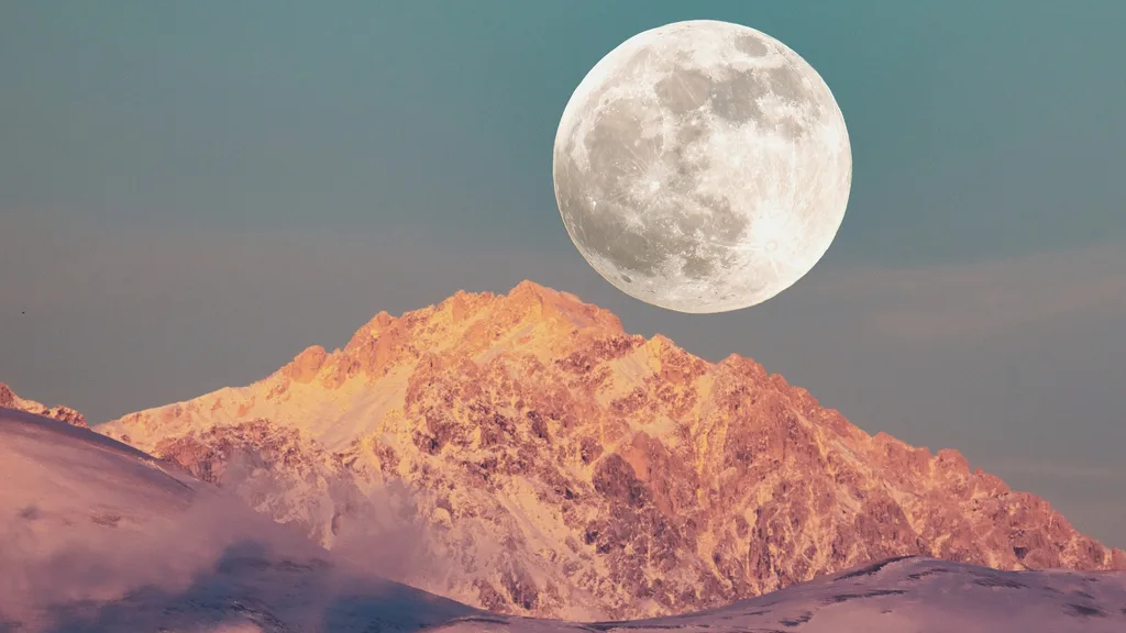Full Moon over mountainscape