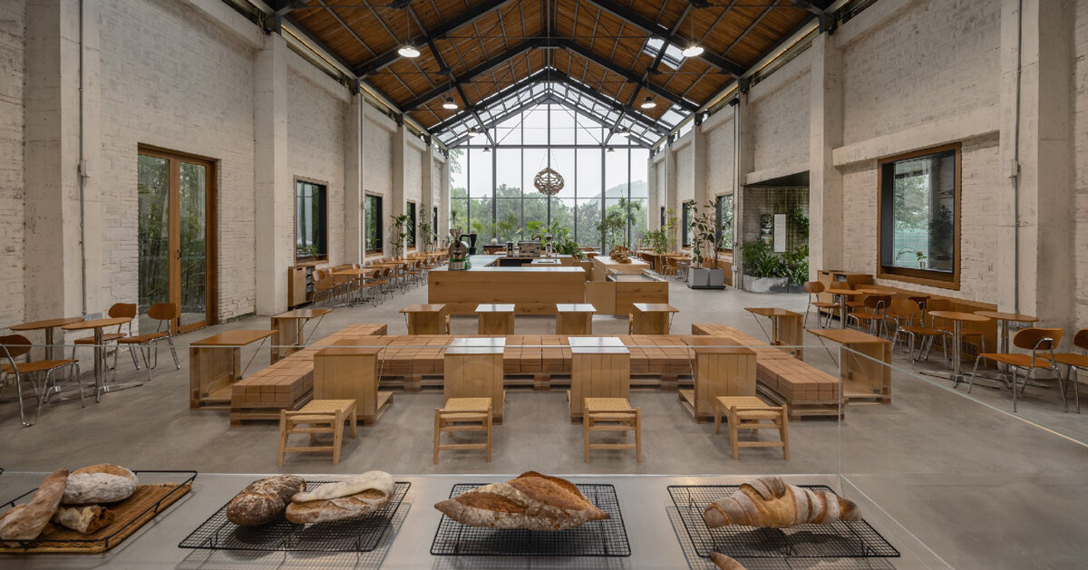 stone-oven bakery reconfigures 1970s auditorium in rural china