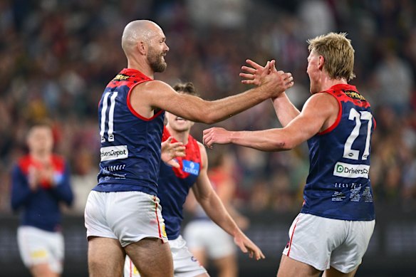 After a decorated career spent mostly as a standalone ruckman, Max Gawn is learning to work in tandem with Max Heath this season, and the Demons are reaping the rewards.
