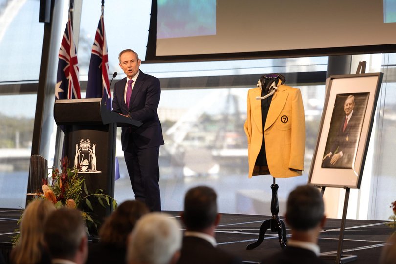 Premier Roger Cook speaks at Dennis Cometti’s State Memorial Service.