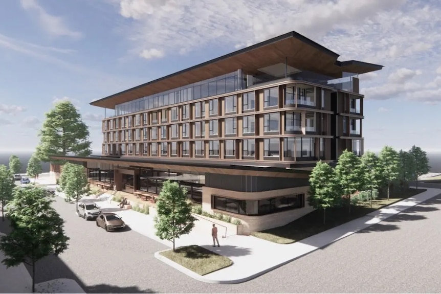 A design for a five-store hotel