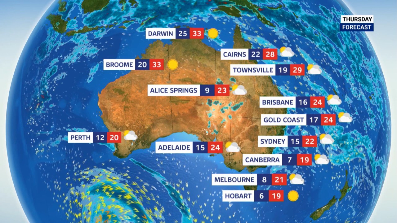 Wet conditions persist along Australia's eastern seaboard, south to stay warm and dry while west cools