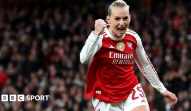 Stina Blackstenius scores against Barcelona in the Champions League final