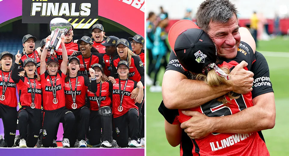 WBBL-winning coach Simon Helmot (R) has left the Melbourne Renegades, meaning key roles need to be filled at three separate Aussie cricket franchises now. Pic: Getty