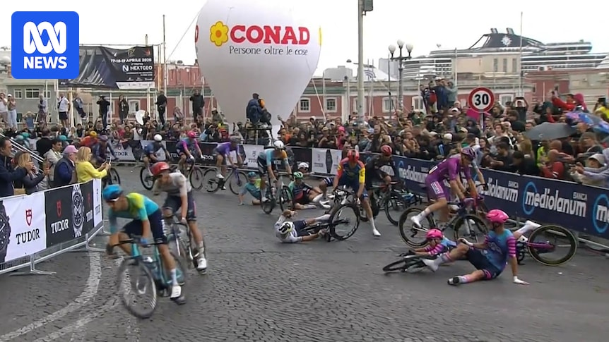 Jensen Plowright avoids late crash to finish fourth on Giro d'Italia stage six, Davide Ballerini claims win