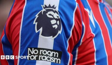 The Premier League badge is visible during the Premier League match between Crystal Palace and Leeds United